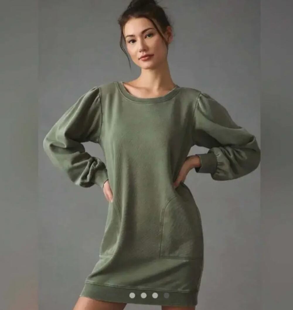 Anthropologie Daily Practice Washed Tunic Moss Green Dress NWT Size XSP